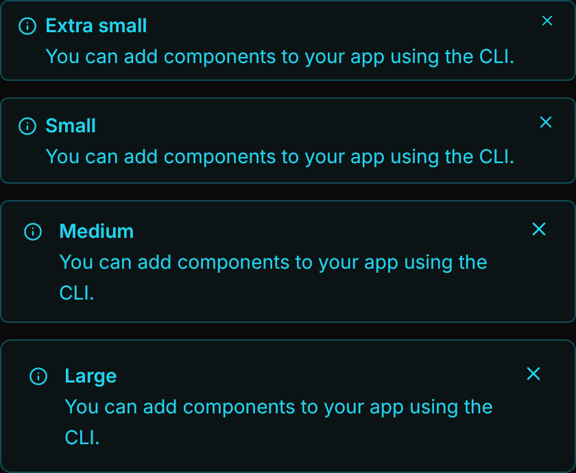 Alert demo: Sizes