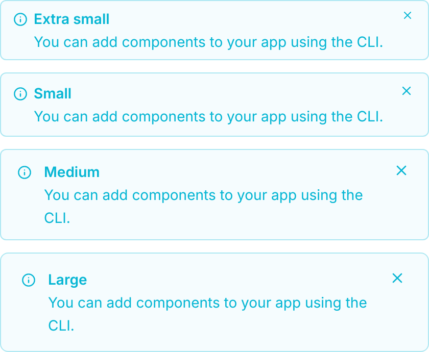 Alert demo: Sizes