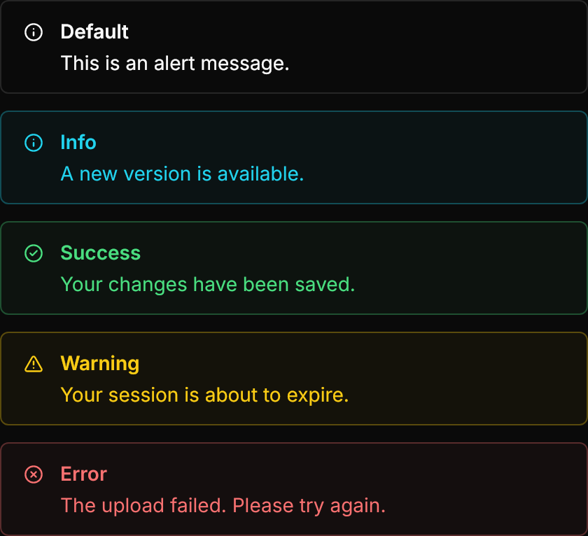 Alert demo: Variants