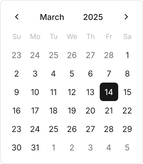 Calendar rendered by Avalonia UIKit