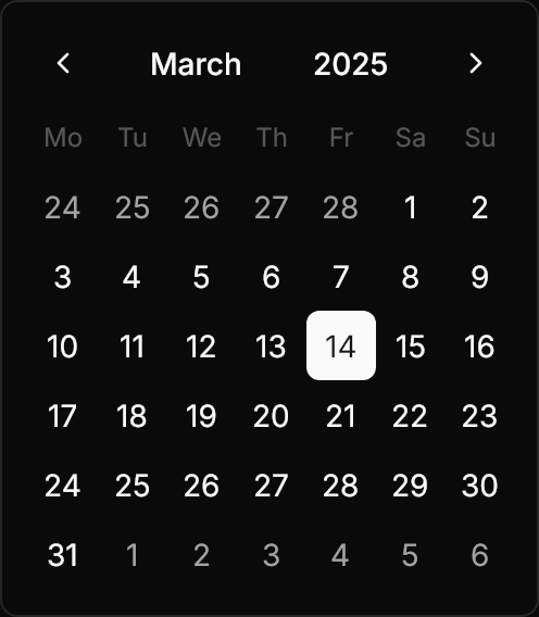 Calendar demo: First day of week