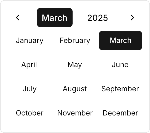 Calendar demo: Year view