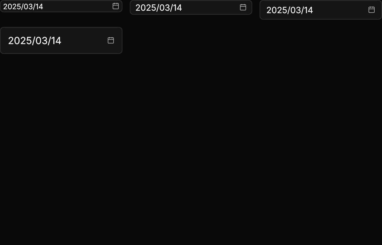 Date Picker demo: Sizes