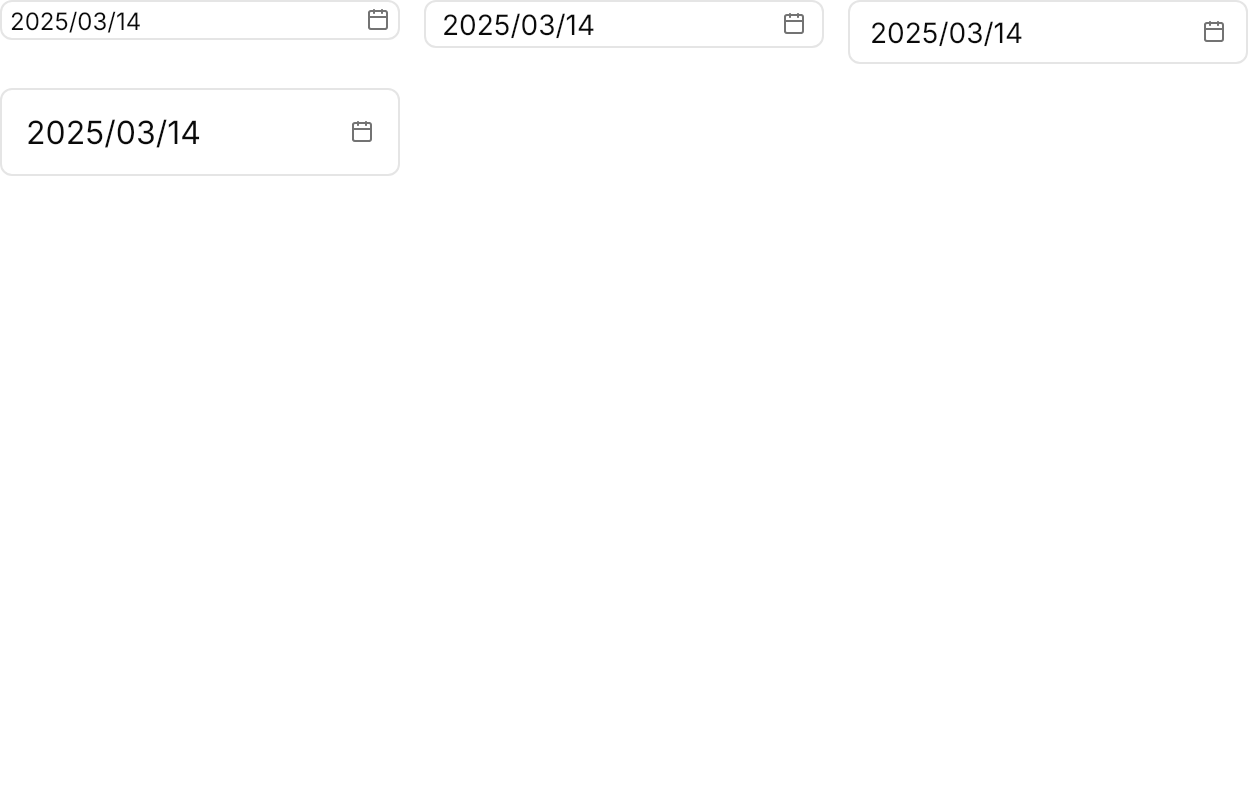 Date Picker demo: Sizes