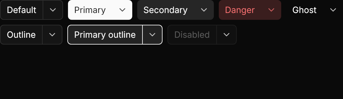 Dropdown Button demo: Variants