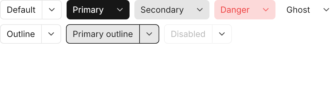 Dropdown Button demo: Variants