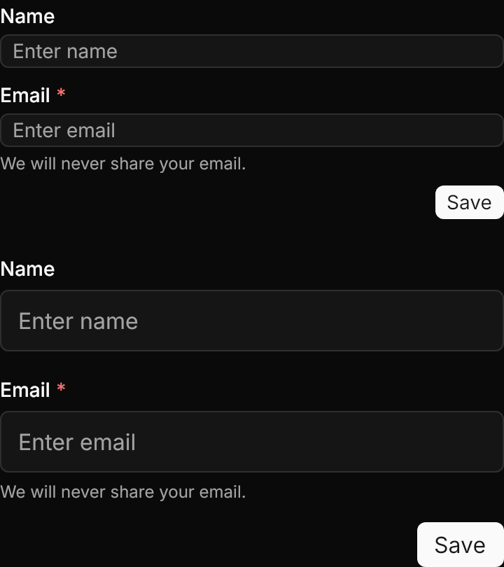 Form demo: Sizes