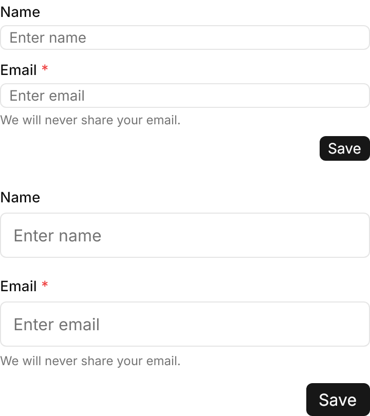 Form demo: Sizes