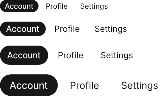 Tabs demo: Sizes