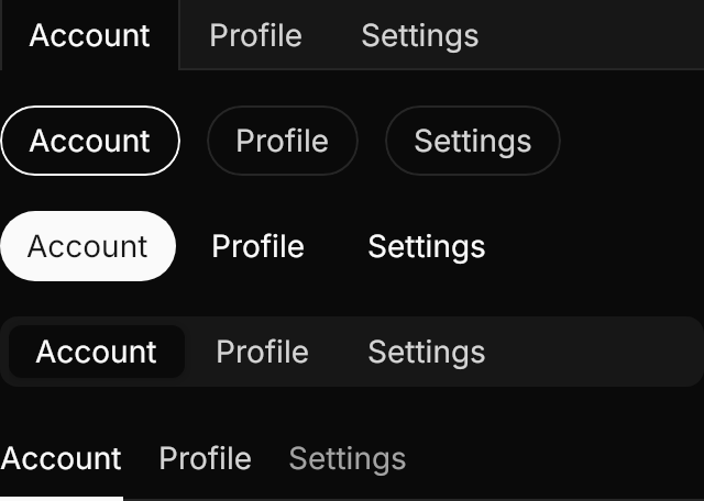 Tabs demo: Variants