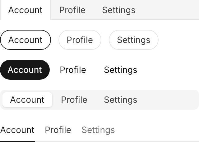 Tabs demo: Variants