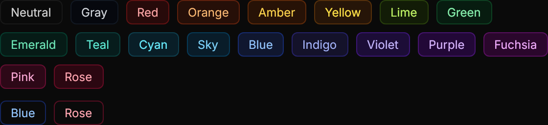 Tag demo: Colors