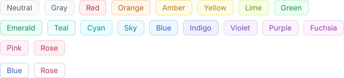Tag demo: Colors